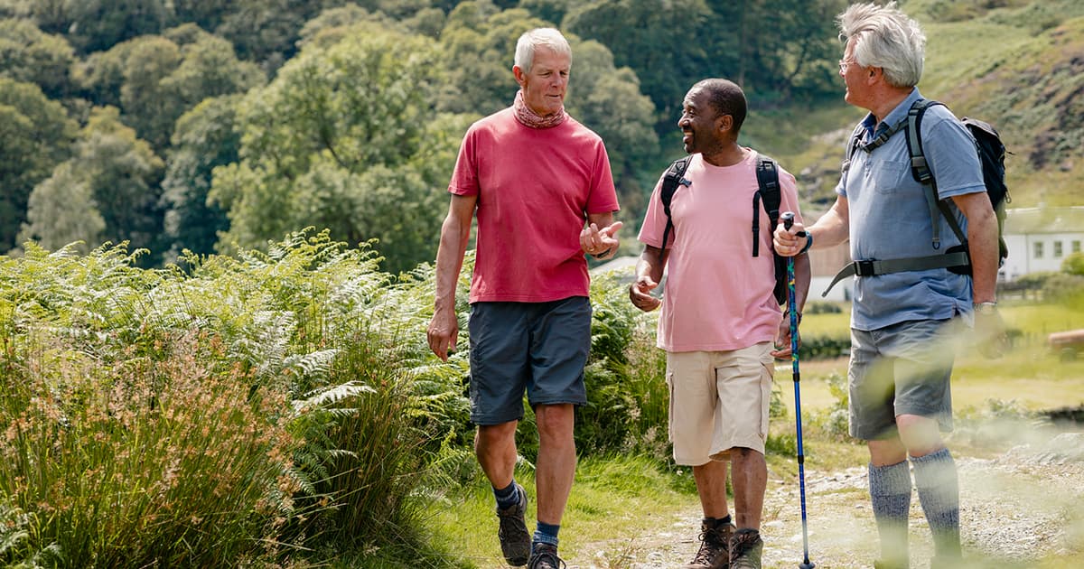 Men walking on a hiking track